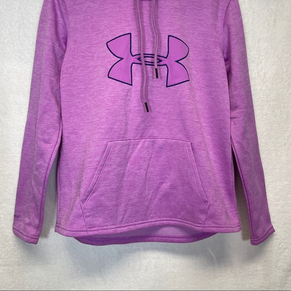 Under Armour Heather Pink Long Sleeve Hooded Pullover Sweatshirt Size M - Picture 3 of 6